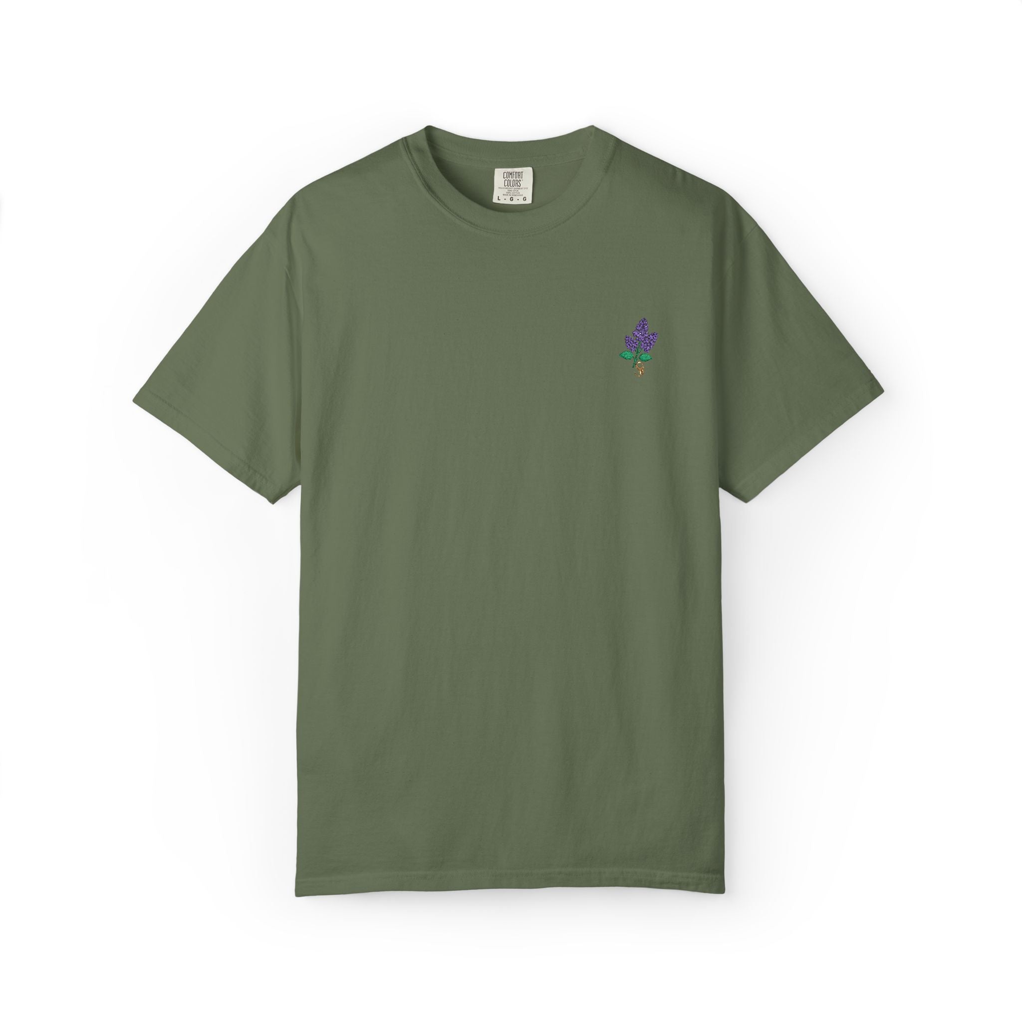 Embroidered Lilac Blossom Tee