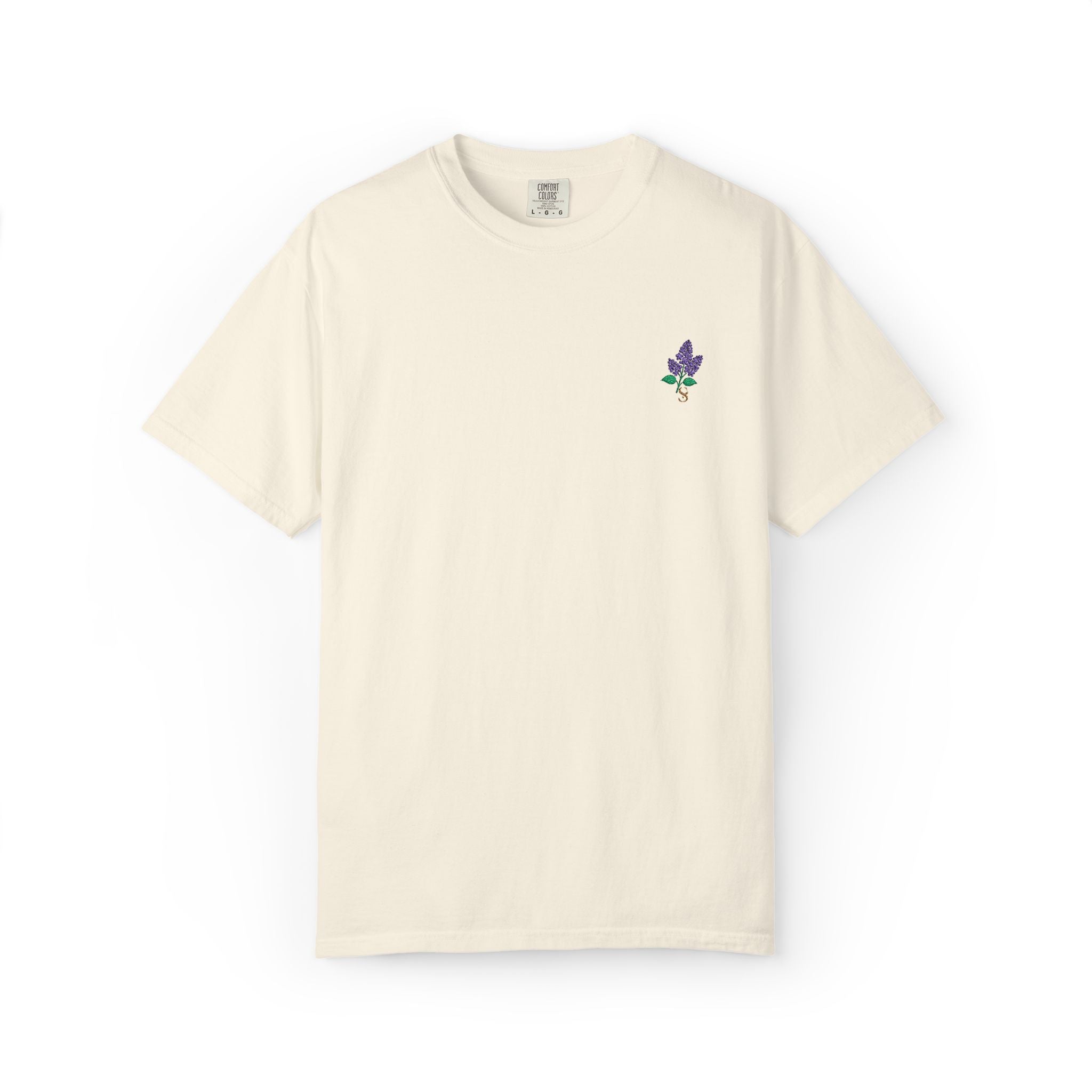 Embroidered Lilac Blossom Tee