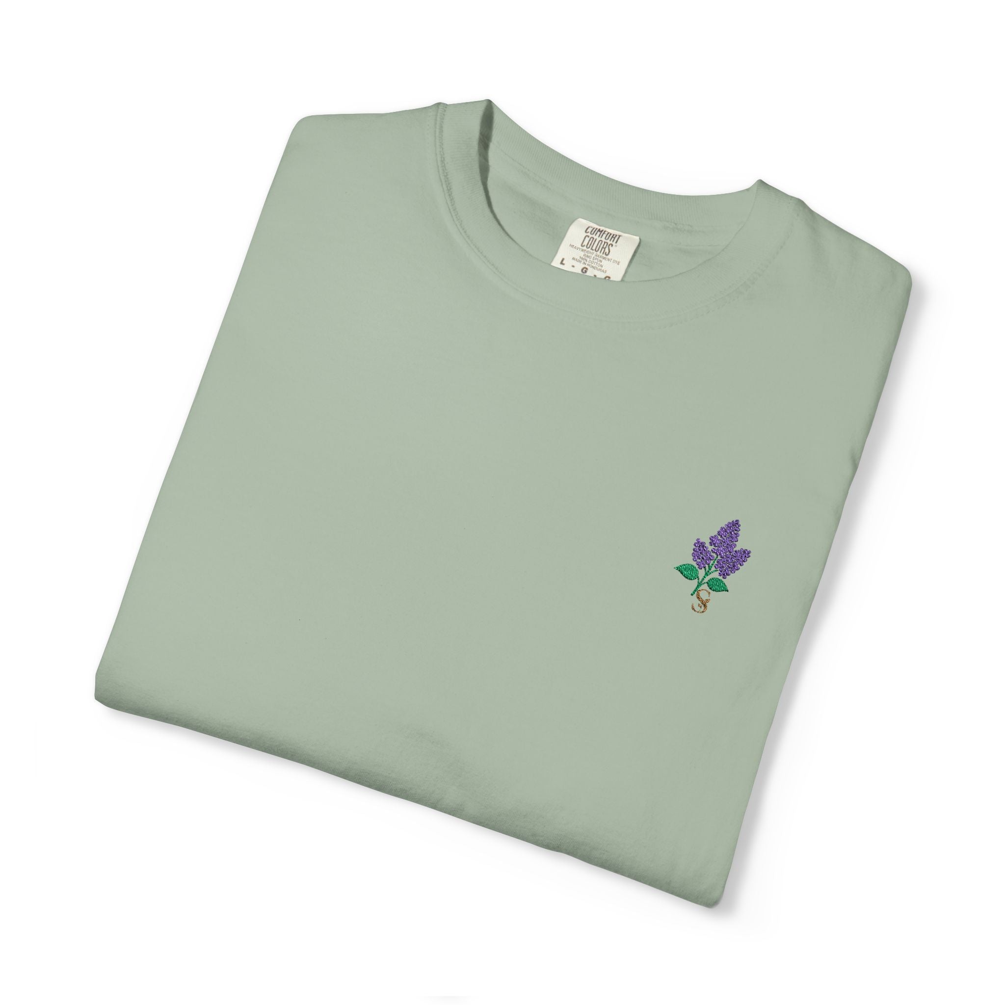 Embroidered Lilac Blossom Tee