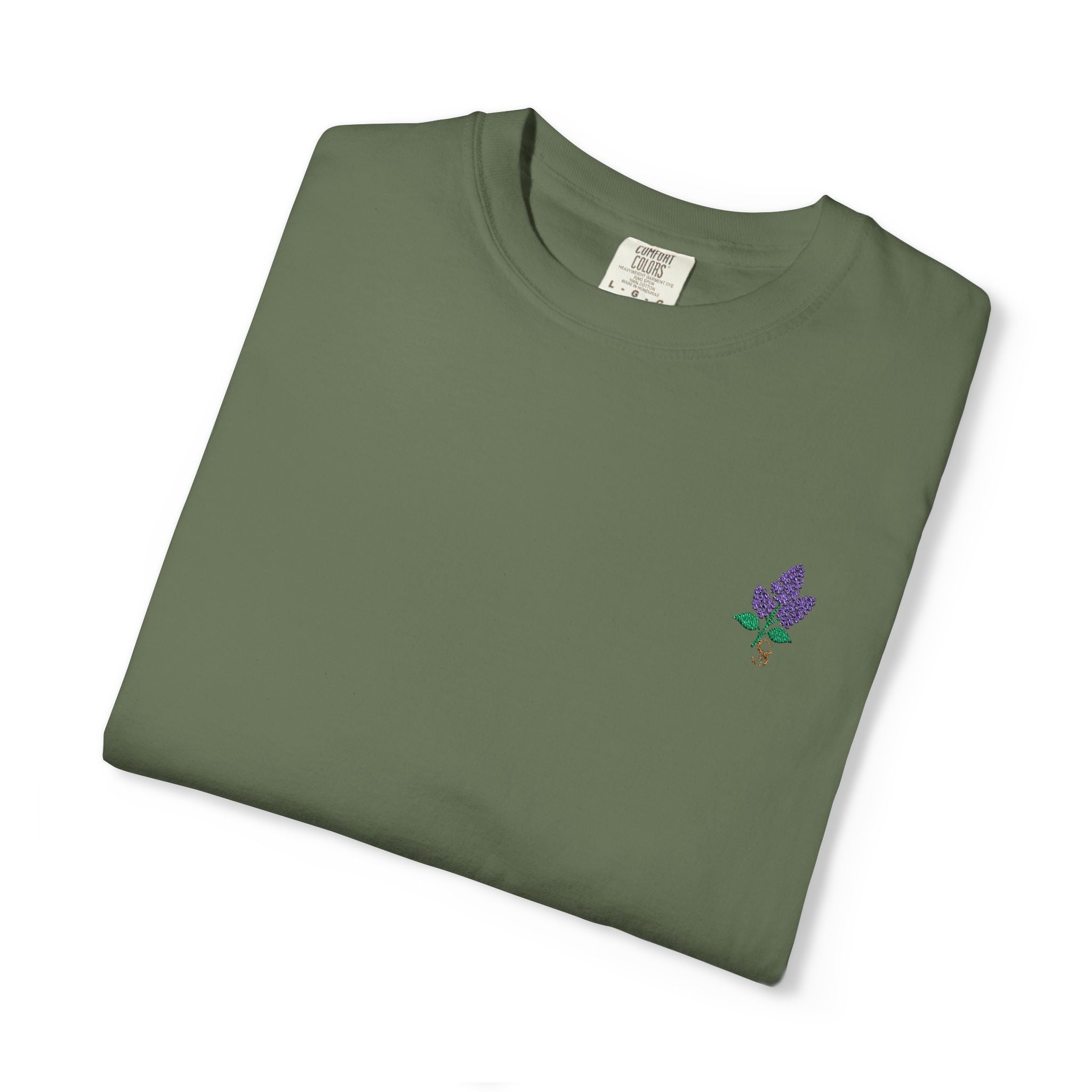 Embroidered Lilac Blossom Tee