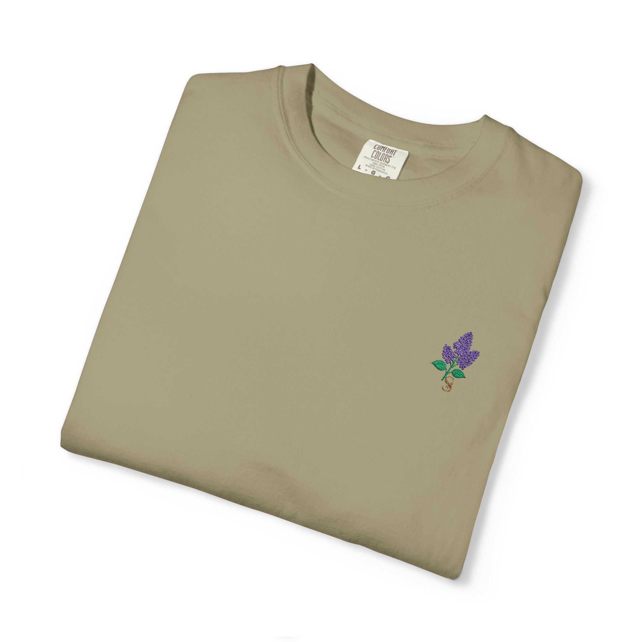 Embroidered Lilac Blossom Tee