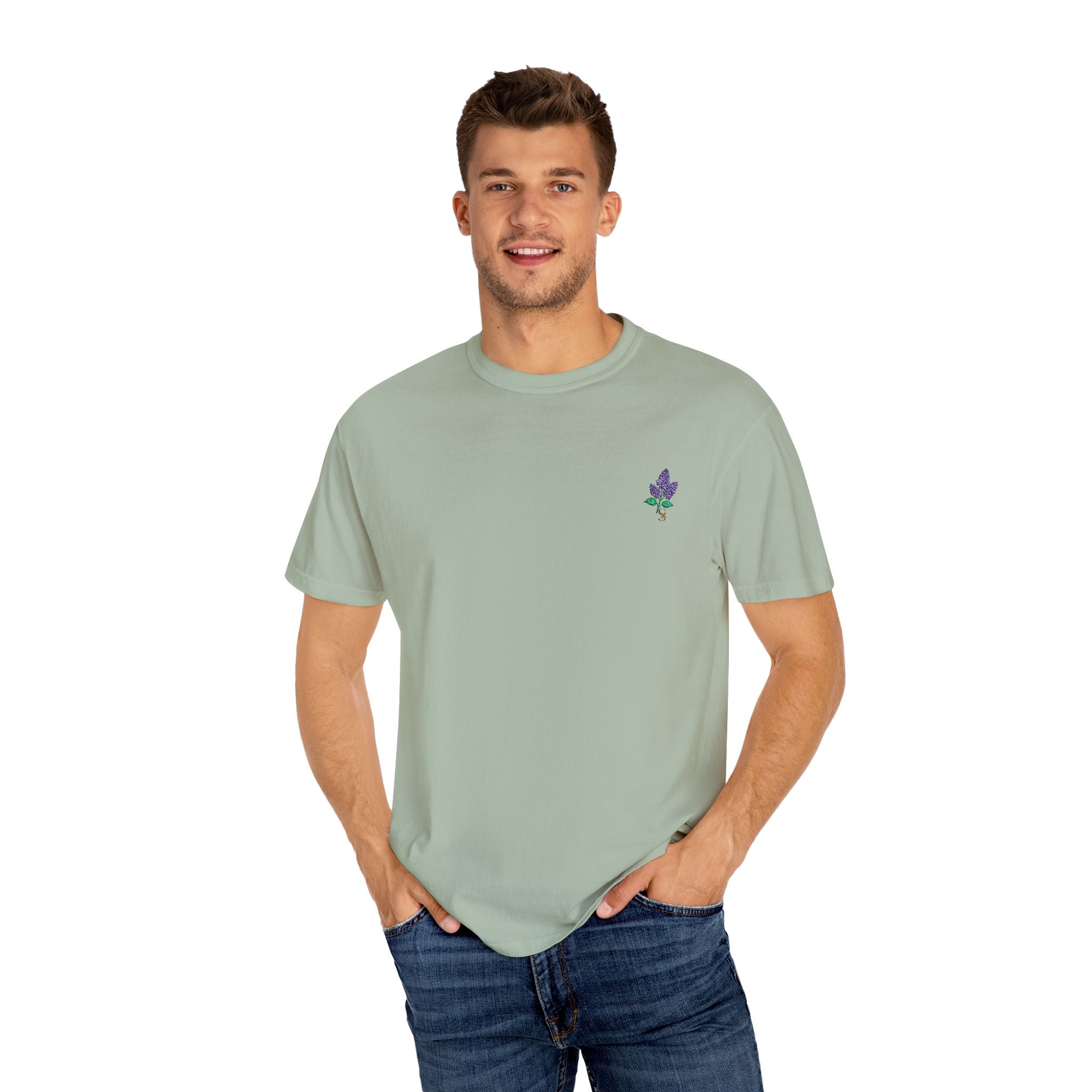 Embroidered Lilac Blossom Tee