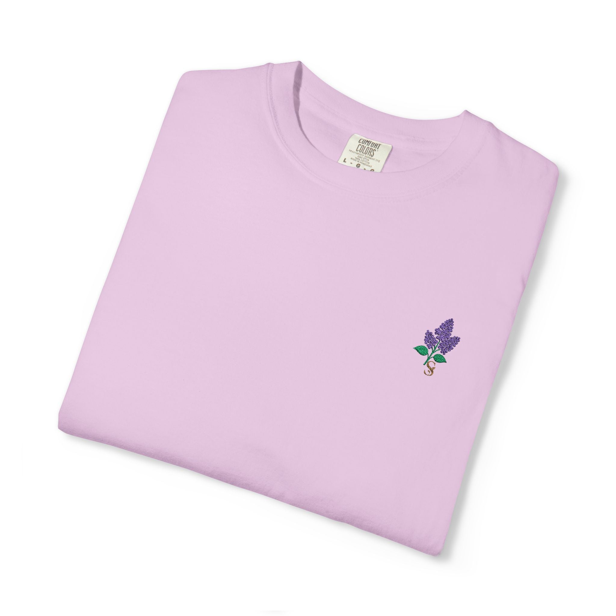 Embroidered Lilac Blossom Tee