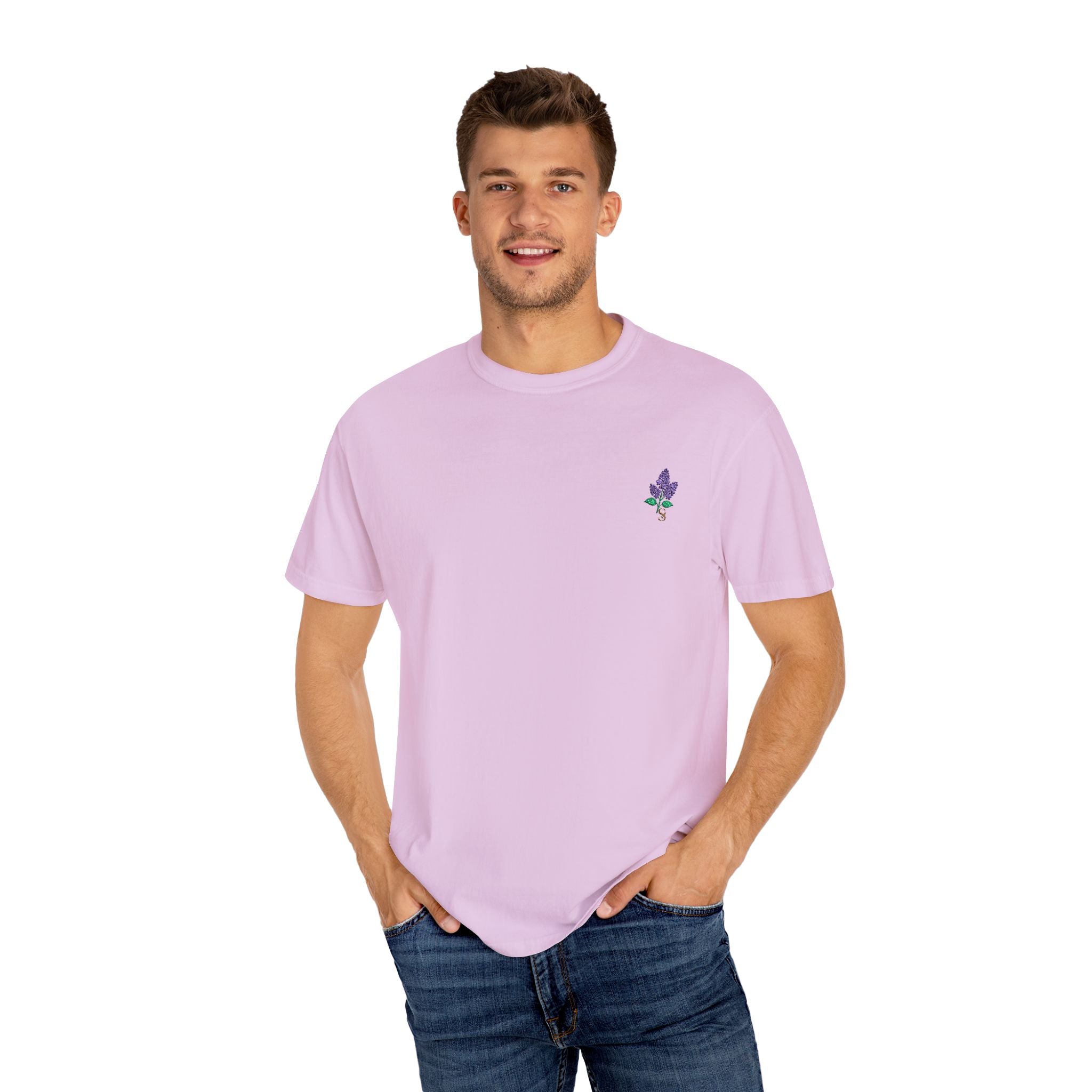 Embroidered Lilac Blossom Tee